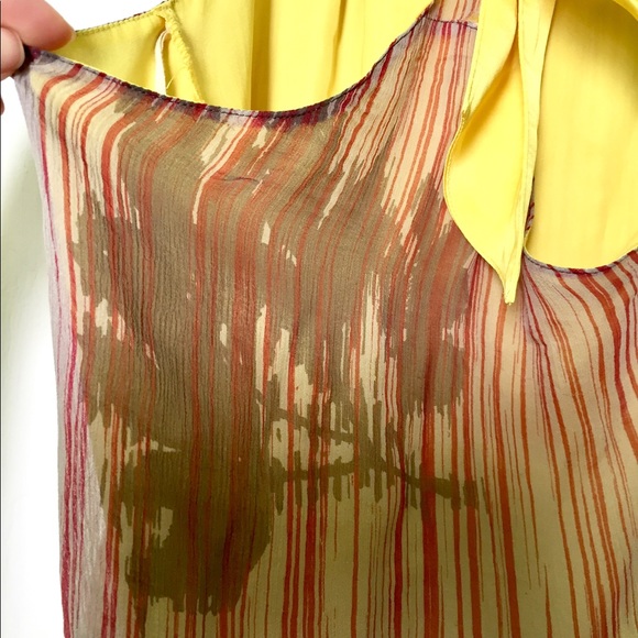 Tea & Honey Yellow Silk Striped Floral Tank XS - Picture 5 of 8